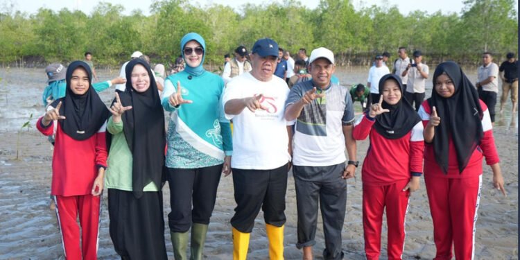 Pemprov Babel Rayakan Hari Mangrove Sedunia dengan Penanaman 3.300 Bibit Mangrove di Baskara Bakti